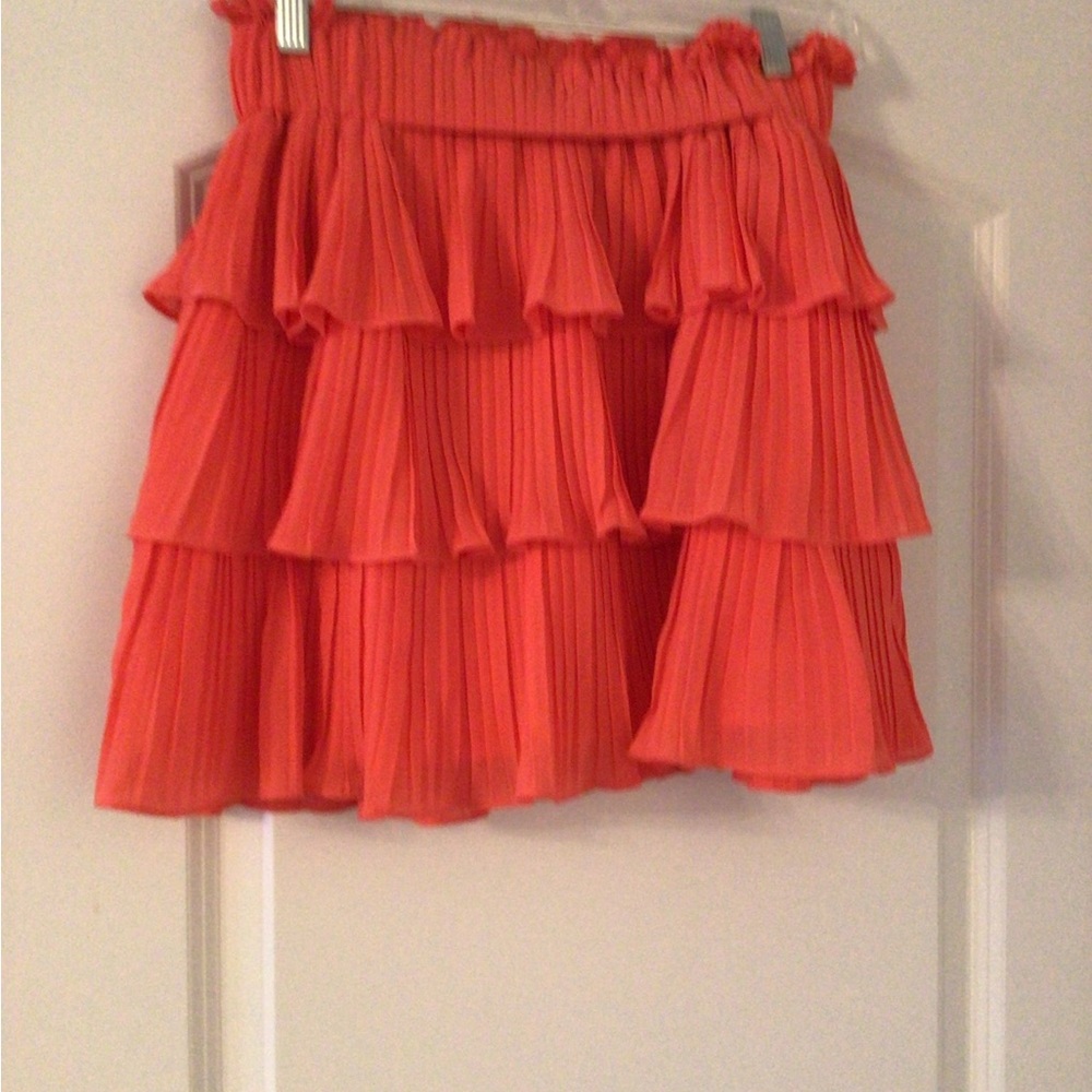 Zara Coral Tiered Mini Skirt